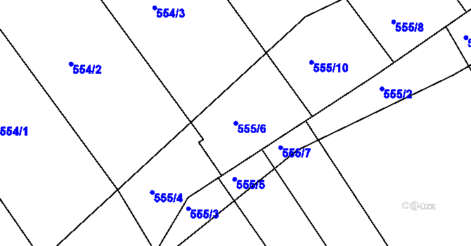 Parcela st. 555/6 v KÚ Dolní Lhota, Katastrální mapa