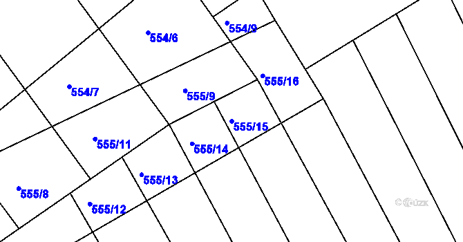 Parcela st. 555/15 v KÚ Dolní Lhota, Katastrální mapa