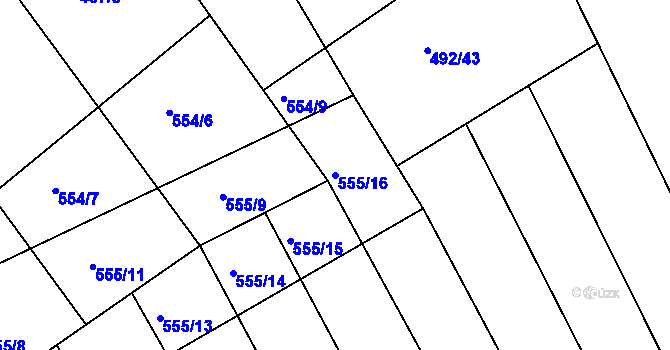 Parcela st. 555/16 v KÚ Dolní Lhota, Katastrální mapa