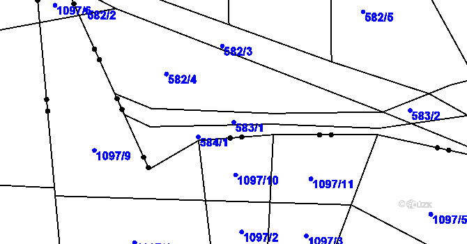 Parcela st. 583/1 v KÚ Dolní Lhota, Katastrální mapa
