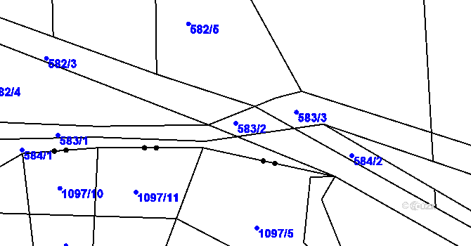 Parcela st. 583/2 v KÚ Dolní Lhota, Katastrální mapa