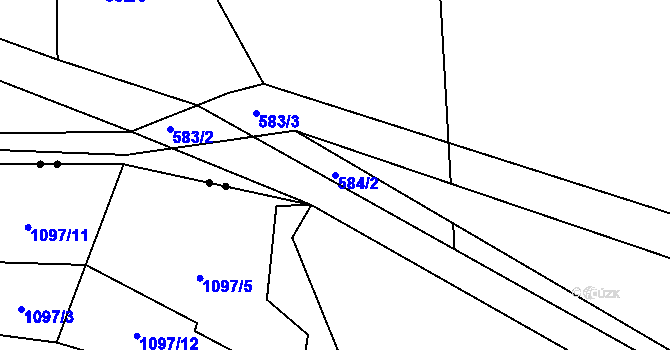 Parcela st. 584/2 v KÚ Dolní Lhota, Katastrální mapa