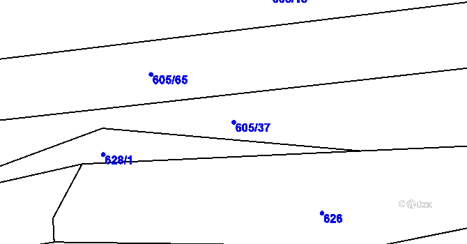 Parcela st. 605/37 v KÚ Dolní Lhota, Katastrální mapa