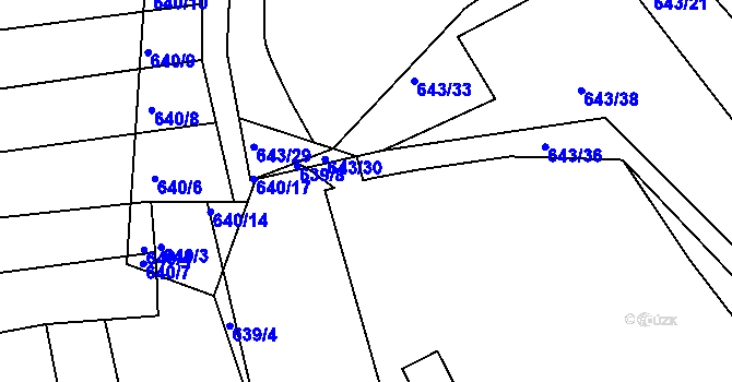 Parcela st. 643/31 v KÚ Dolní Lhota, Katastrální mapa