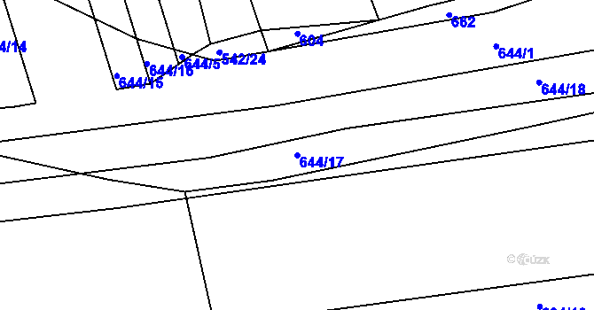 Parcela st. 644/17 v KÚ Dolní Lhota, Katastrální mapa