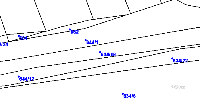 Parcela st. 644/18 v KÚ Dolní Lhota, Katastrální mapa