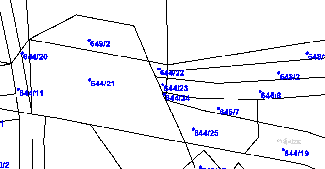 Parcela st. 644/23 v KÚ Dolní Lhota, Katastrální mapa