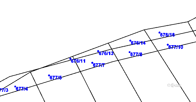Parcela st. 676/13 v KÚ Dolní Lhota, Katastrální mapa