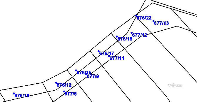 Parcela st. 676/17 v KÚ Dolní Lhota, Katastrální mapa