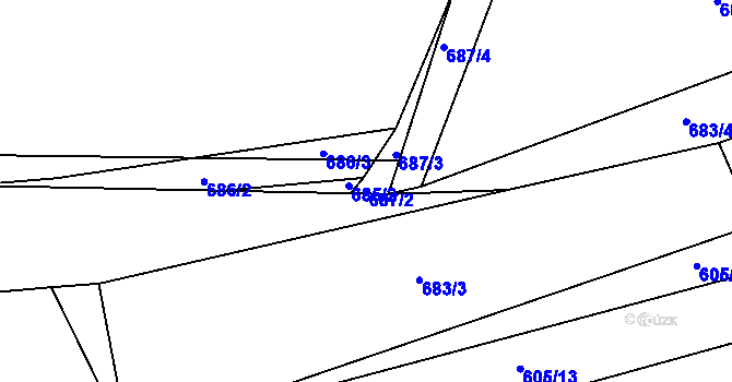 Parcela st. 687/2 v KÚ Dolní Lhota, Katastrální mapa