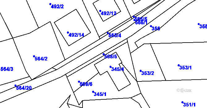 Parcela st. 568/5 v KÚ Dolní Lhota, Katastrální mapa