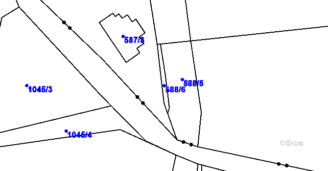 Parcela st. 588/6 v KÚ Dolní Lhota, Katastrální mapa