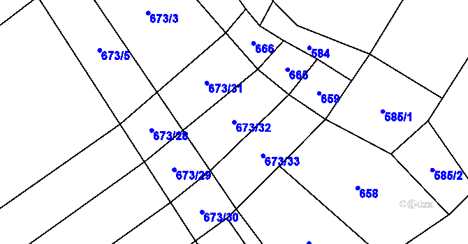 Parcela st. 673/32 v KÚ Dolní Lhota u Luhačovic, Katastrální mapa