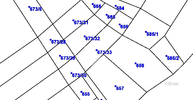 Parcela st. 673/33 v KÚ Dolní Lhota u Luhačovic, Katastrální mapa