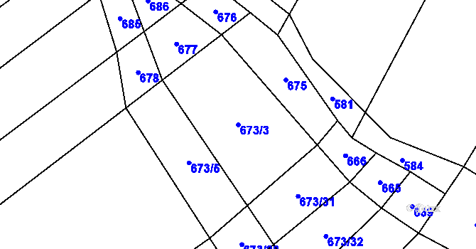 Parcela st. 673/3 v KÚ Dolní Lhota u Luhačovic, Katastrální mapa