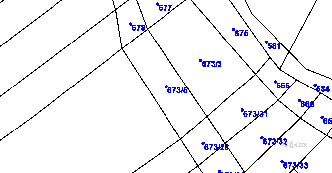Parcela st. 673/5 v KÚ Dolní Lhota u Luhačovic, Katastrální mapa
