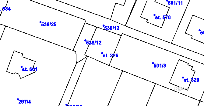 Parcela st. 226 v KÚ Dolní Lhota u Ostravy, Katastrální mapa