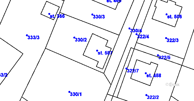 Parcela st. 587 v KÚ Dolní Lhota u Ostravy, Katastrální mapa