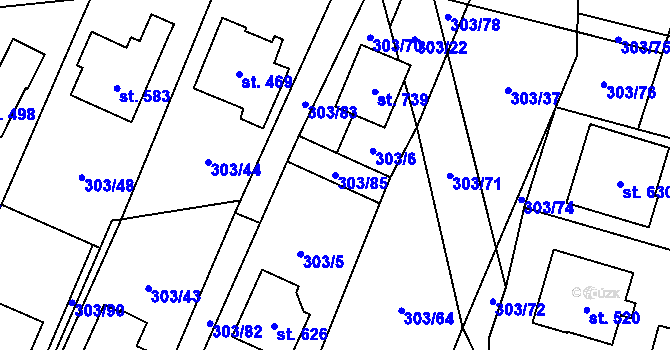 Parcela st. 303/85 v KÚ Dolní Lhota u Ostravy, Katastrální mapa