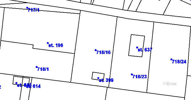 Parcela st. 718/16 v KÚ Dolní Lhota u Ostravy, Katastrální mapa