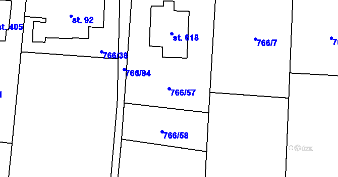 Parcela st. 766/57 v KÚ Dolní Lhota u Ostravy, Katastrální mapa