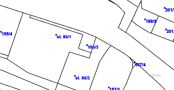 Parcela st. 195/3 v KÚ Dolní Lhota u Ostravy, Katastrální mapa