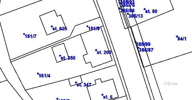 Parcela st. 200 v KÚ Dolní Libchavy, Katastrální mapa