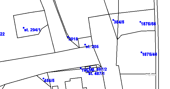 Parcela st. 205 v KÚ Dolní Libchavy, Katastrální mapa