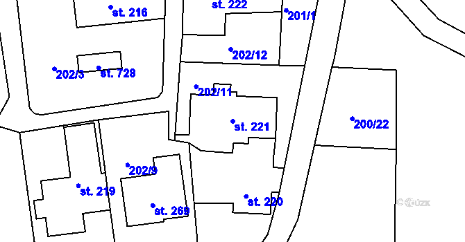 Parcela st. 221 v KÚ Dolní Libchavy, Katastrální mapa