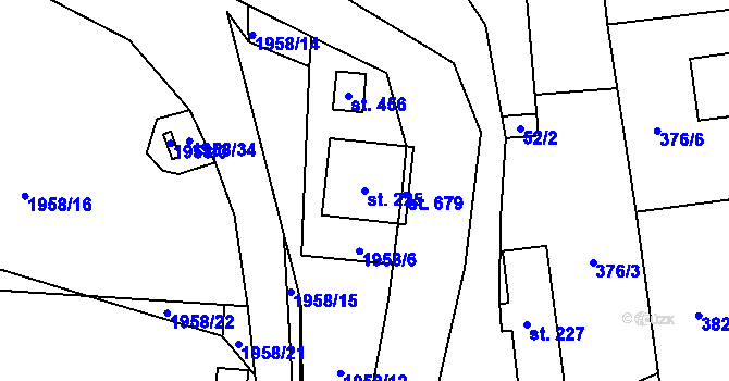 Parcela st. 225 v KÚ Dolní Libchavy, Katastrální mapa