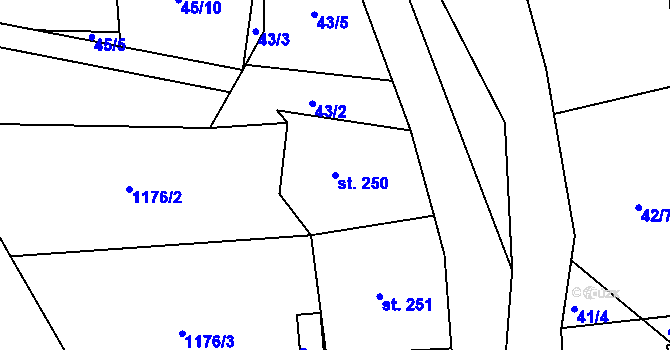 Parcela st. 250 v KÚ Dolní Libchavy, Katastrální mapa