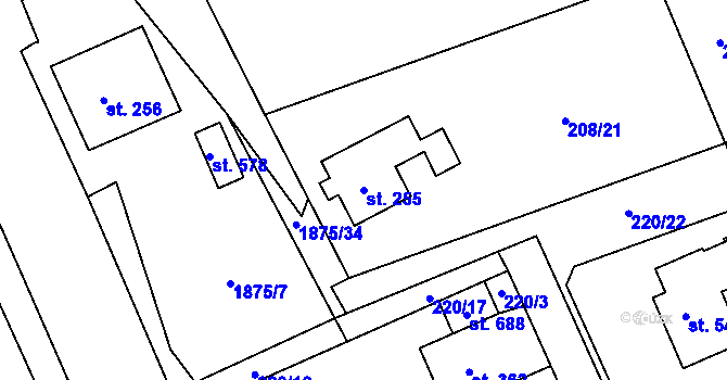 Parcela st. 255 v KÚ Dolní Libchavy, Katastrální mapa
