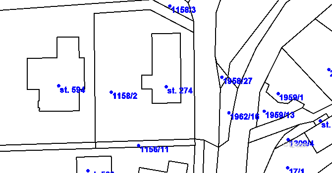 Parcela st. 274 v KÚ Dolní Libchavy, Katastrální mapa