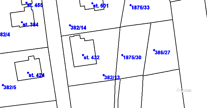 Parcela st. 323 v KÚ Dolní Libchavy, Katastrální mapa