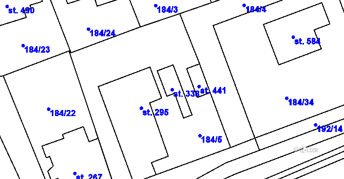 Parcela st. 338 v KÚ Dolní Libchavy, Katastrální mapa