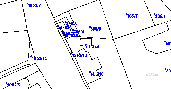 Parcela st. 344 v KÚ Dolní Libchavy, Katastrální mapa