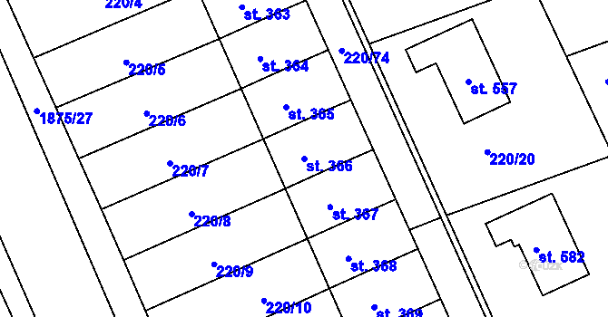 Parcela st. 366 v KÚ Dolní Libchavy, Katastrální mapa