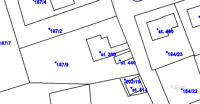 Parcela st. 399 v KÚ Dolní Libchavy, Katastrální mapa