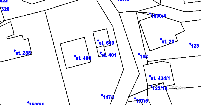Parcela st. 401 v KÚ Dolní Libchavy, Katastrální mapa