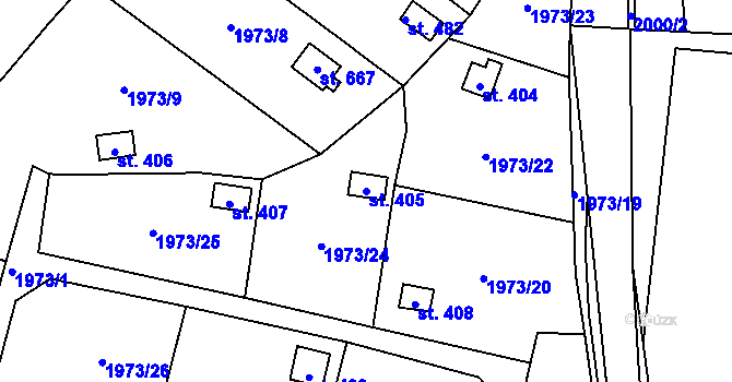 Parcela st. 405 v KÚ Dolní Libchavy, Katastrální mapa