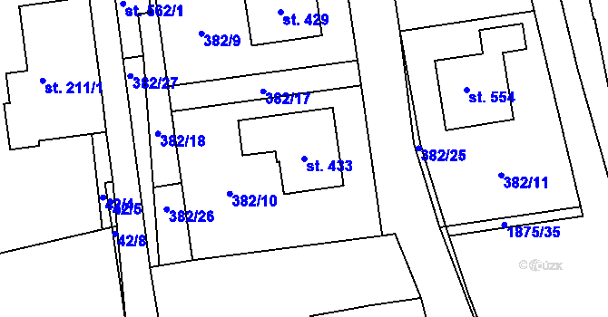 Parcela st. 433 v KÚ Dolní Libchavy, Katastrální mapa