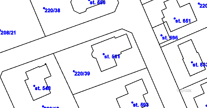 Parcela st. 581 v KÚ Dolní Libchavy, Katastrální mapa
