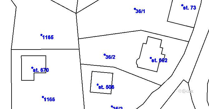 Parcela st. 36/2 v KÚ Dolní Libchavy, Katastrální mapa