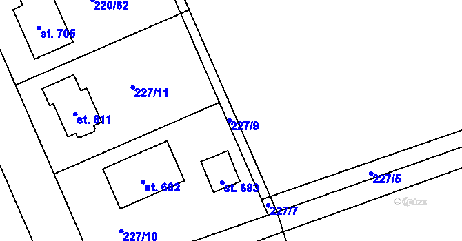 Parcela st. 227/9 v KÚ Dolní Libchavy, Katastrální mapa