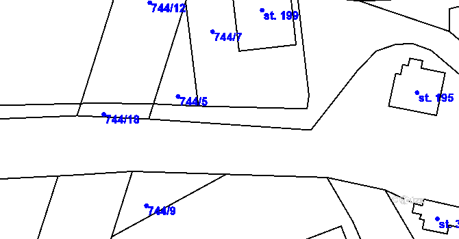 Parcela st. 744/3 v KÚ Dolní Libchavy, Katastrální mapa