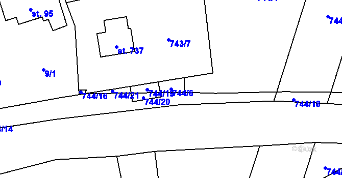 Parcela st. 744/6 v KÚ Dolní Libchavy, Katastrální mapa