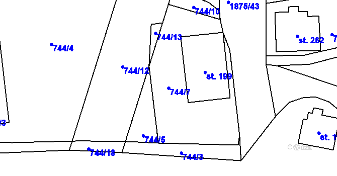 Parcela st. 744/7 v KÚ Dolní Libchavy, Katastrální mapa