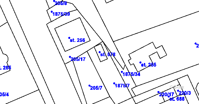 Parcela st. 578 v KÚ Dolní Libchavy, Katastrální mapa