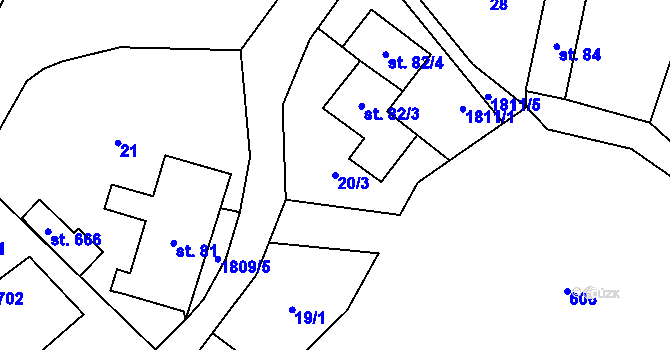 Parcela st. 20/3 v KÚ Dolní Libchavy, Katastrální mapa