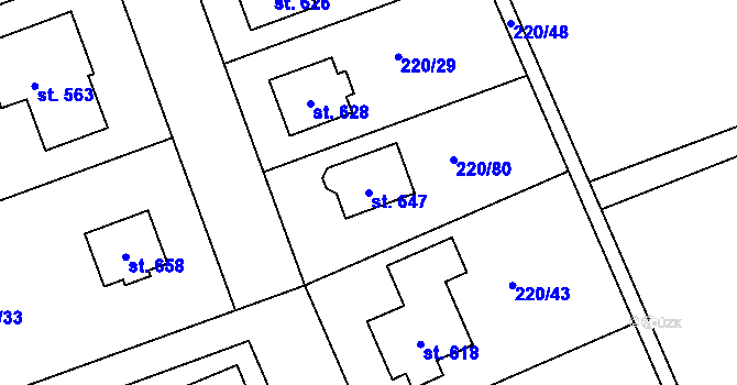 Parcela st. 647 v KÚ Dolní Libchavy, Katastrální mapa